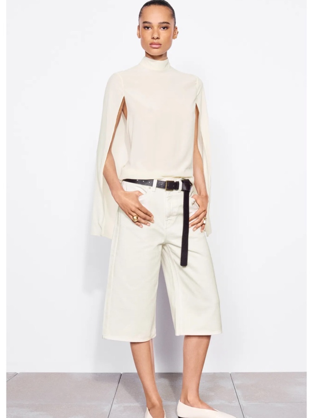 ZARA NWT ZW Collection Vented Cape Shirt Blouse